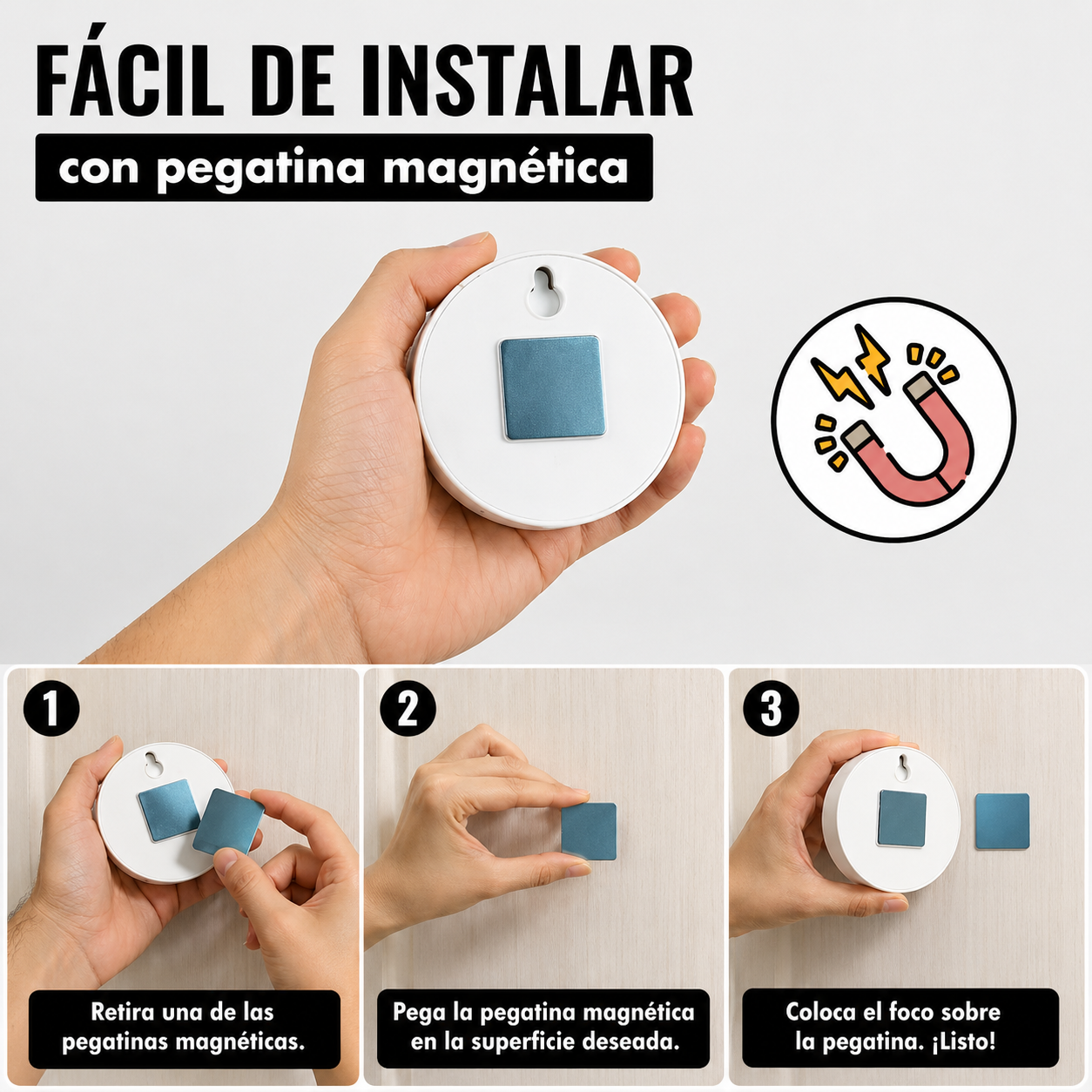 3x1 en Luz Led recargable con Sensor de Movimiento