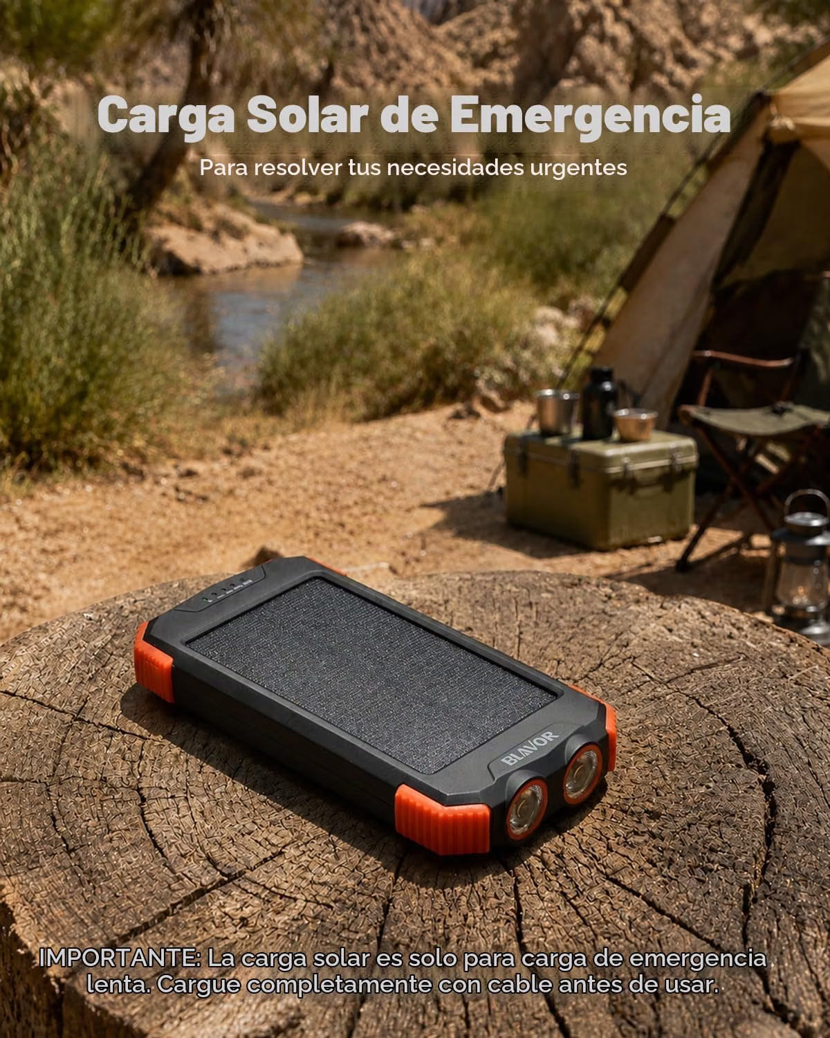 Cargador Solar I Cargador, Linterna y Brújula